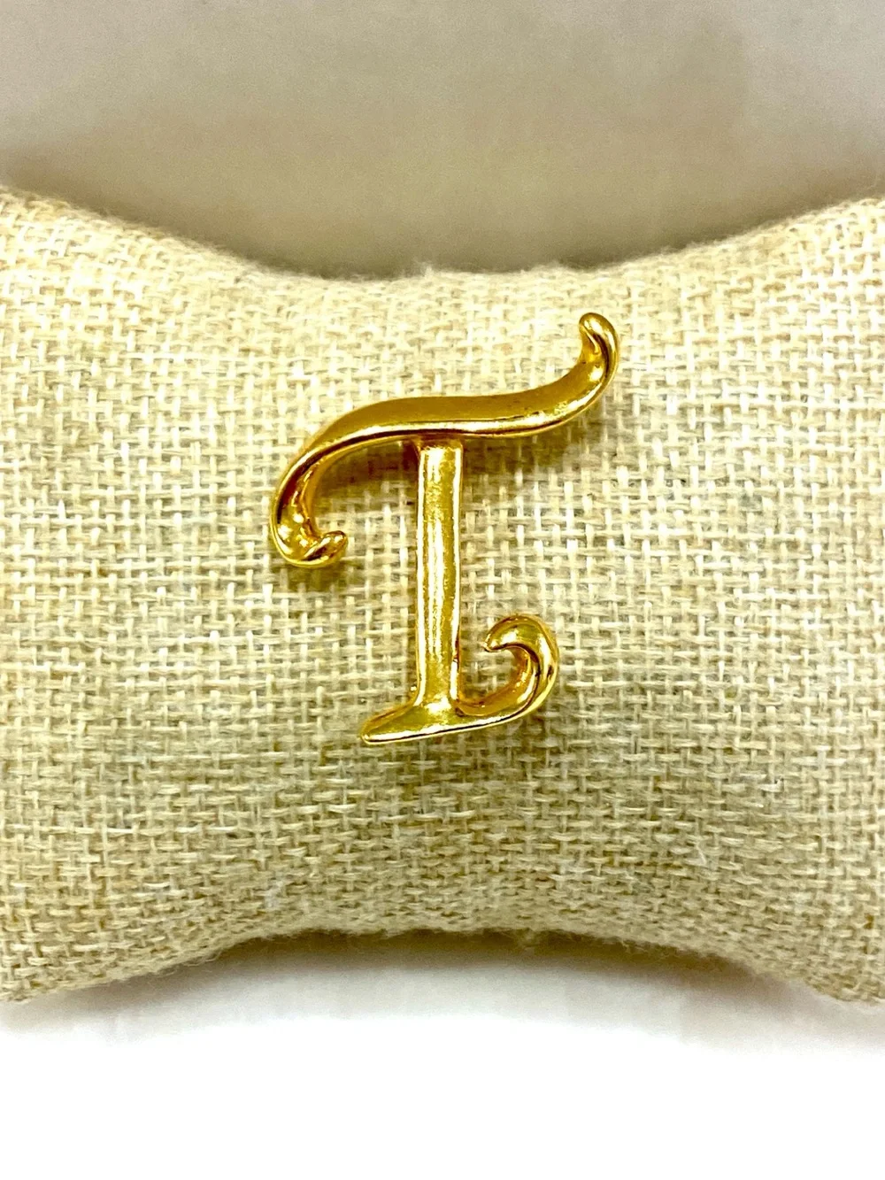 Anne Klein Gold-Tone Script 'T' Initial Brooch